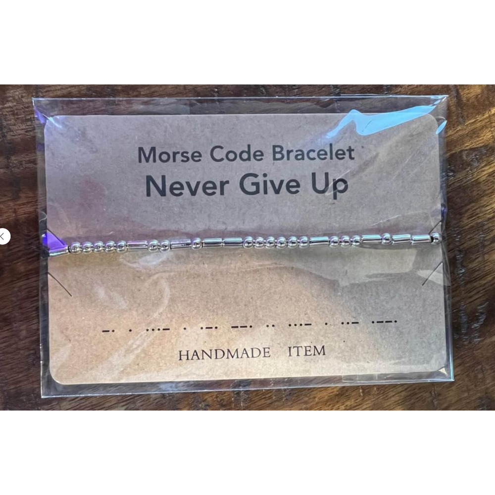 Bundle of 10 Morse Code “Never Give Up” Adjustable Bracelet